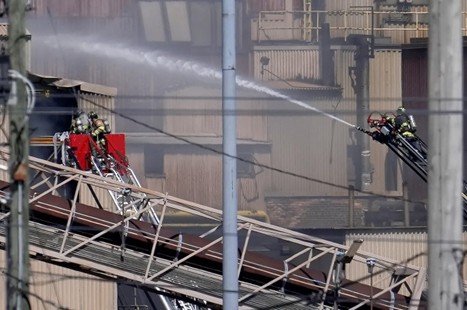 Kaukauna Fire Department on the scene of a fire at Ahlstrom-Munksjo Thilmany Mill