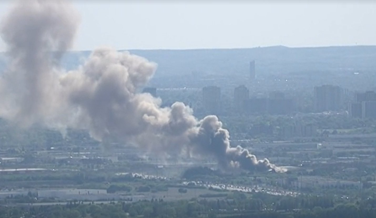 Smoke plume seen from an aerial image