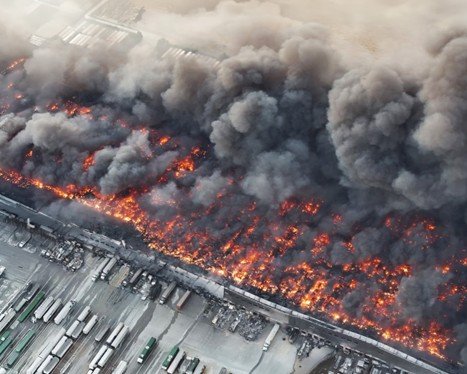 Tracy medical warehouse fire sends plumes of black smoke into air.