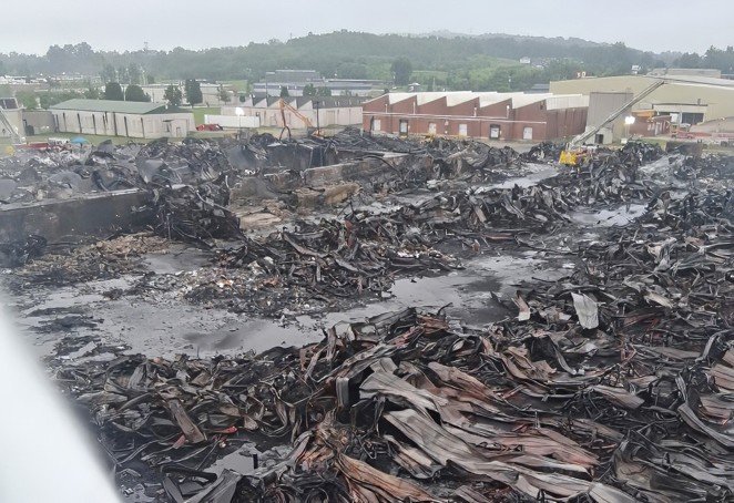 remains of facility after fire ended