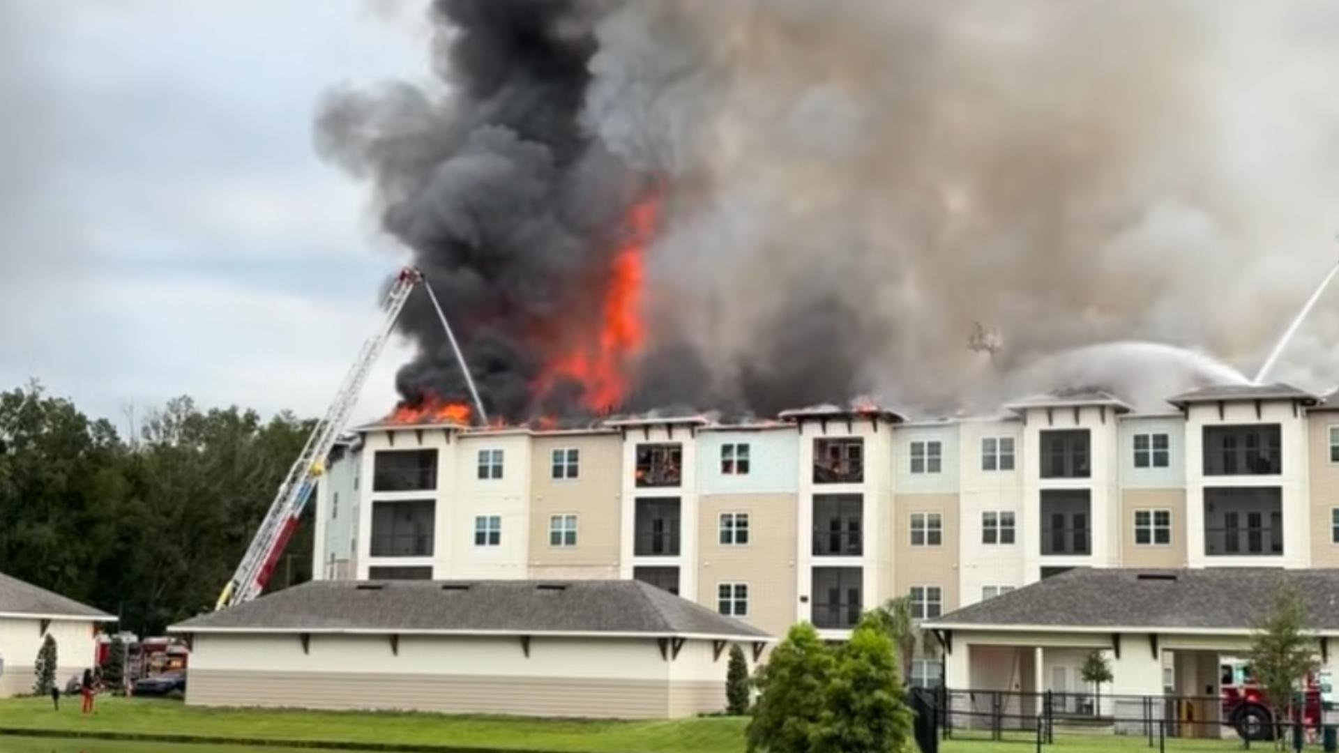 Firefighters battle lightning-caused apartment fire at Cobalt Apartments