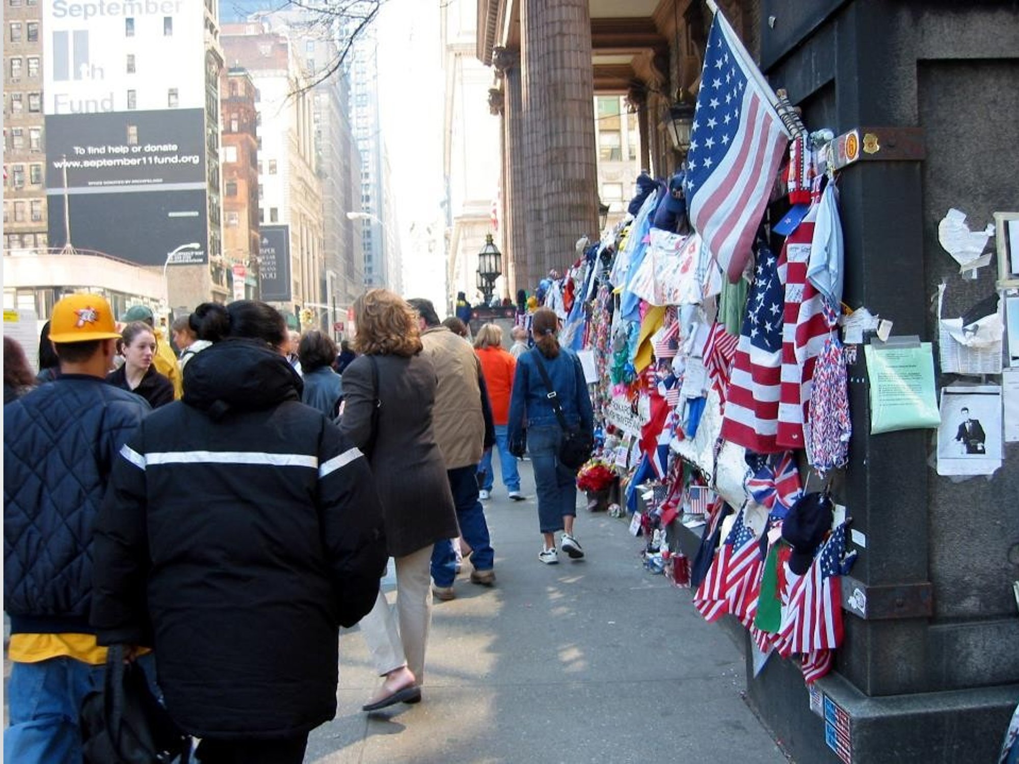 Memorials set up at a nearby church