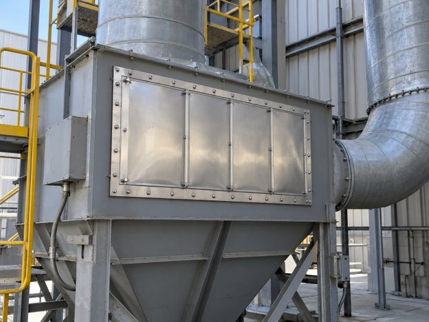 Sample explosion vent panel on industrial process equipment